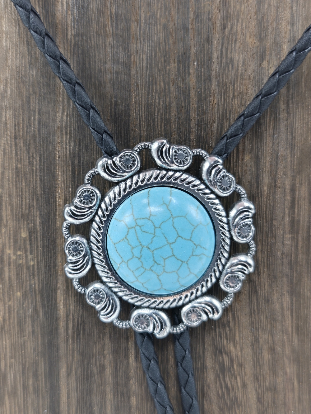 Western Faux Turquoise Lariat Tie  Silver Tone Men's Accessories Metal Costume